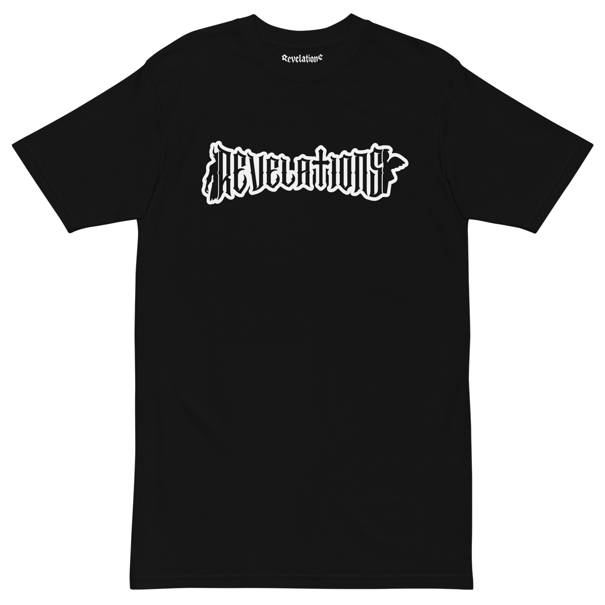 The Saint men's premium heavyweight black t-shirt with Revelation graphic and soft ring-spun cotton fabric